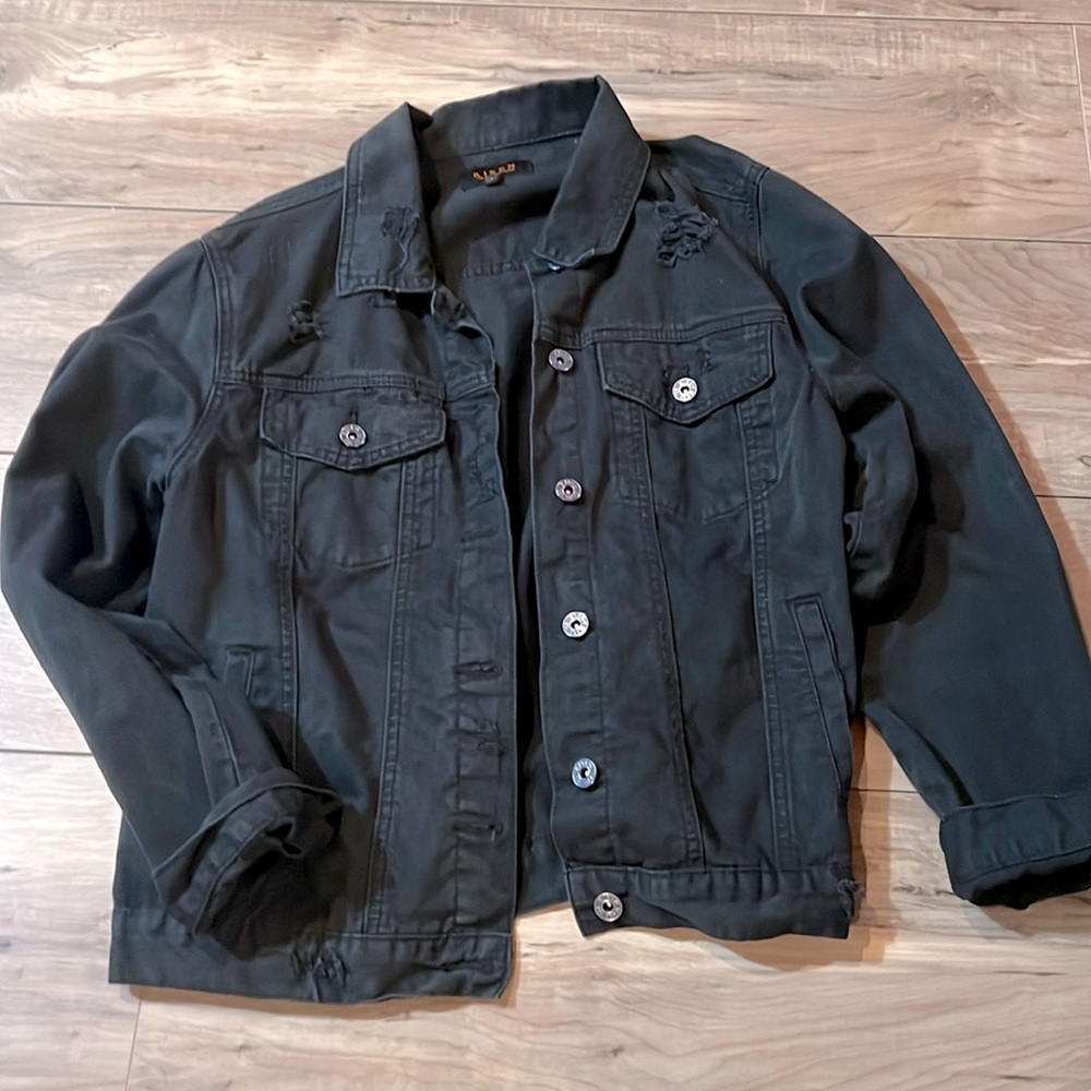 Black distressed jean jacket